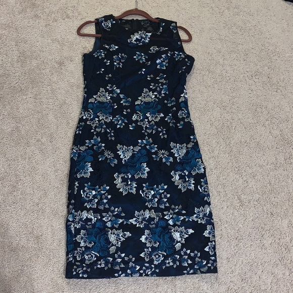 White House Black Market Dress Size 6 blue silver - Picture 9 of 14